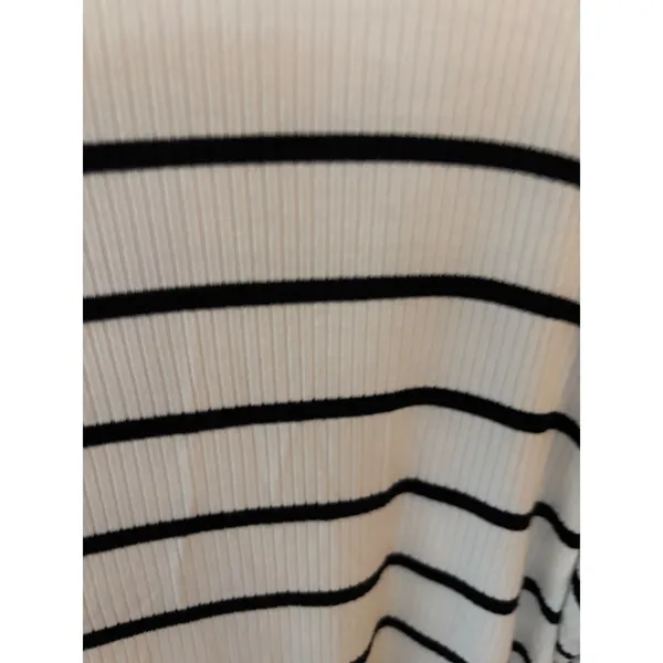 Ava & Viv Womens 1X Striped‎ Mock Neck Ribbed Long Sleeve Top Cream Black - Image 4