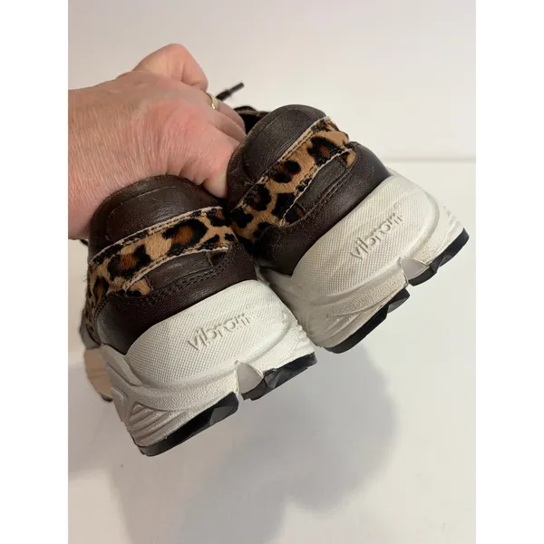 BOEMOS Leather Leopard Sneakers Vibram Sole‎ Made in Italy Womens 37 Pony Hair - Image 4