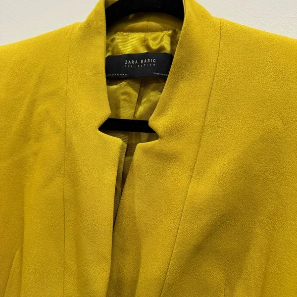 Zara Mustard Yellow Inverted Lapel Collar Frock Jacket Coat Jacket Size Xs - Image 6