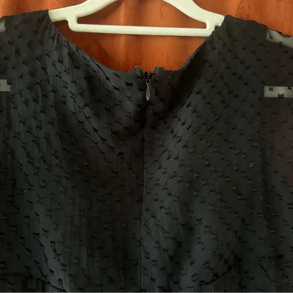 Adrianna Papell Black Silk Textured Fit & Flare Tie Front Dress Size 6 - Image 5