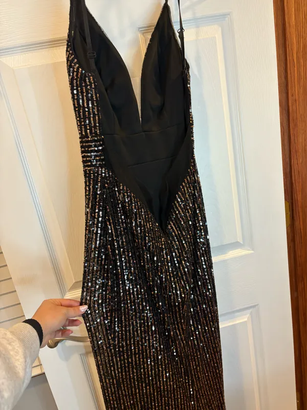 Sequin Prom Dress Black Size M - Image 2