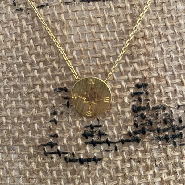 Gold Tone Compass‎ Cardinal Directions Necklace Dainty - Image 2