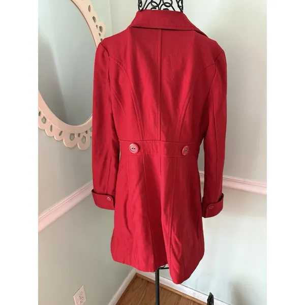 Tulle Original Clothing‎ Bright Red Coat Wool Blend Size S Lined - Image 2