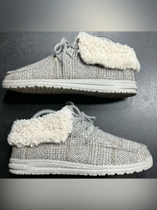 Hey Dude Women’s Size 7 Britt Grey Remix Faux Fur Lined Ankle Bootie Shoe - Image 2