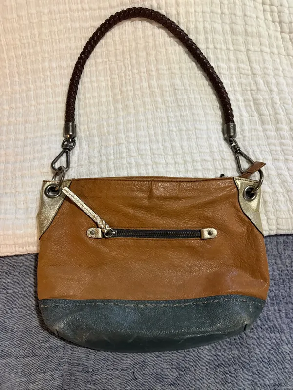 The Sak Brown & Gray Two-Tone Leather Shoulder Bag - Image 2