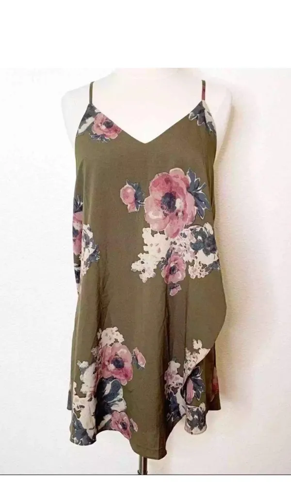 Free People Cascades Dress Mushroom Combo Floral Mini Size M - Image 3