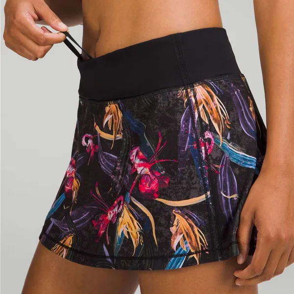 Lululemon Athletica Pace Rival Mid-Rise Skirt Skort Veiled Floral Black Multi 8 - Image 2