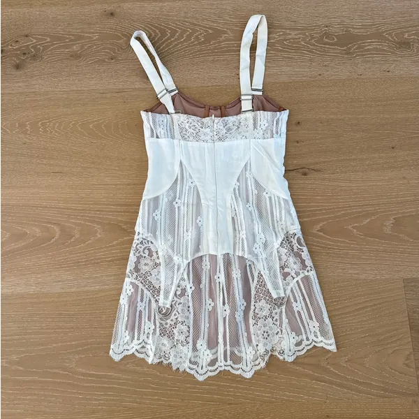 For Love & Lemons Mini Dress Lace Corset Alexandria Size Xs Off White - Image 4