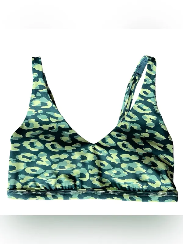 Aerie Offline Goals Plunge Deep Forest Leopard Print Sports Bra Small - Image 2