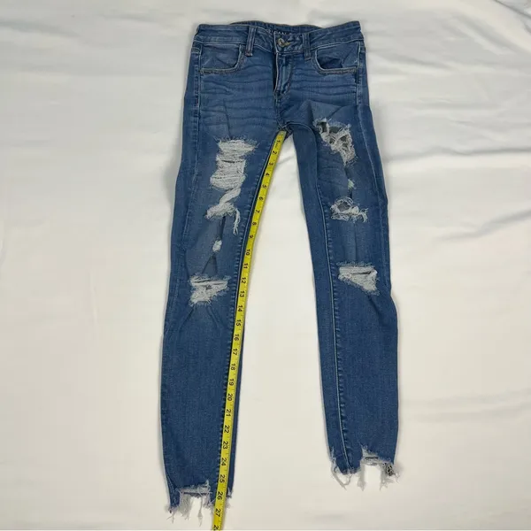 American Eagle Distressed Skinny Jeans, Size: 4 Regular - Image 4