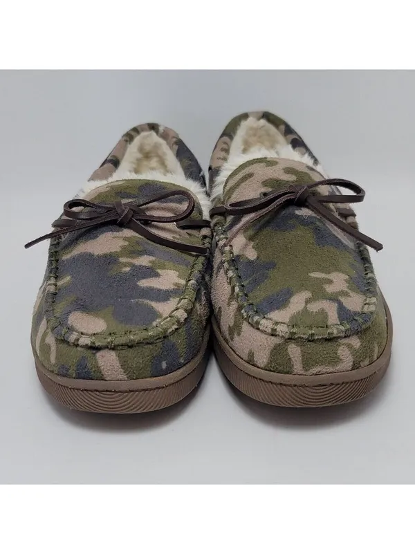 Club Room Faux Fur Lining Camouflage Moccasin Slip On Boat Shoes Size M 8-9 - Image 5