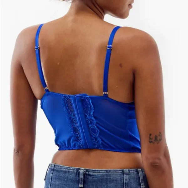 BDG Urban Outfitters Lace and Satin Corset Crop Top NWT Size Medium Royal Blue - Image 3