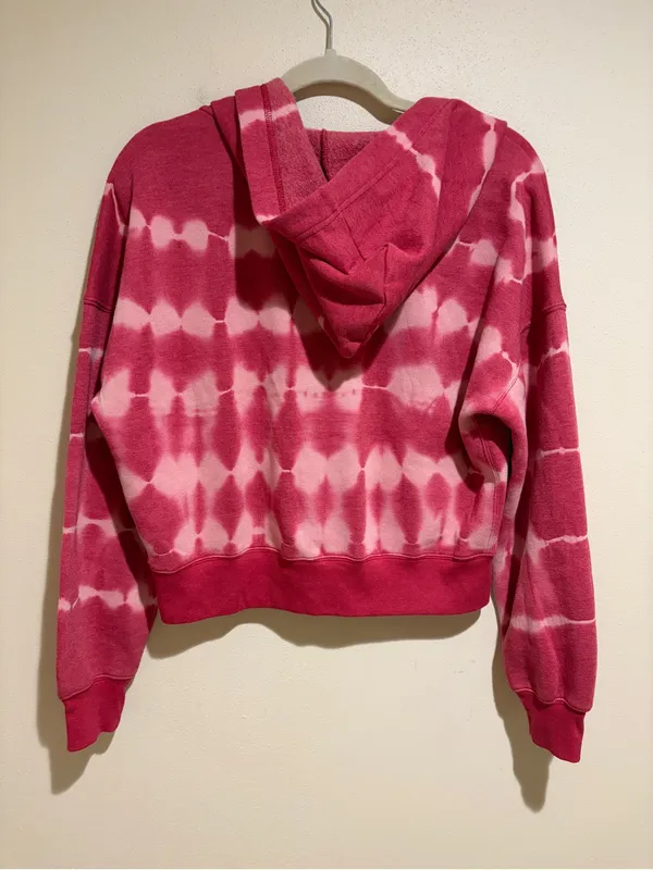 Free People Movement Pink Believer Lace Up Cropped Pullover Hoodie Sweatshirt XS - Image 14