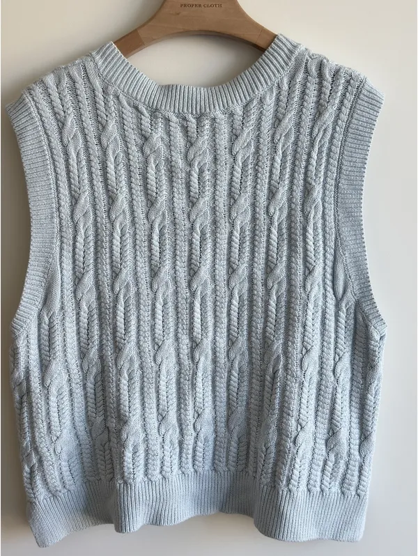 Abercrombie Fitch Cable Knit Sweater Vest Light Blue Women’s XXL - Image 5