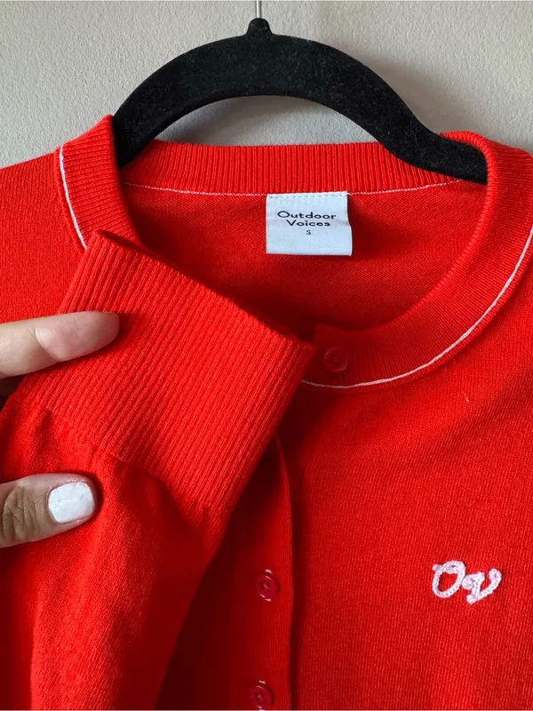 Outdoor Voices NWOT Women’s 100% Cotton Red Button Down Cardigan Size‎ Small - Image 6