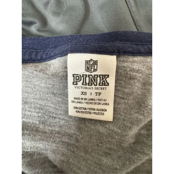 Victoria’s Secret PINK Denver Broncos NFL V Neck Tee XS Gray Blue Football Shirt - Image 5