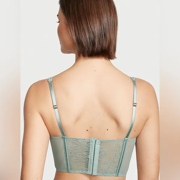 Victorias Secret • Dream Angels Mint Green Lace Sheer Corset Unlined - Image 10