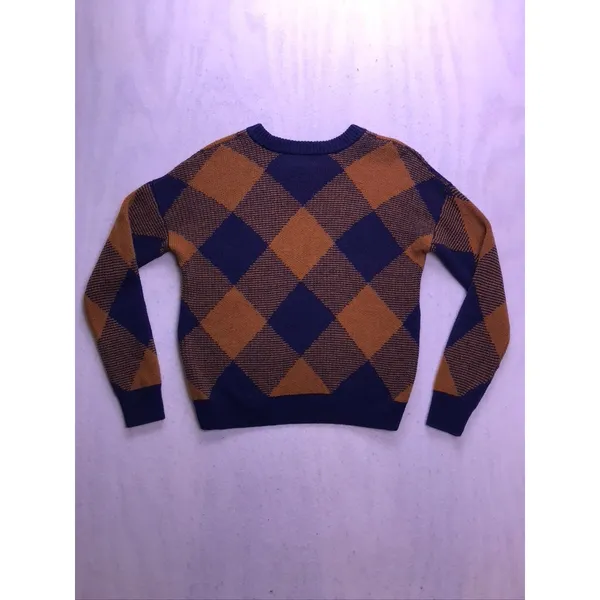 Madewell Sweater Womens Small Blue Brown Excellent Argyle Crewneck Knit Pullover - Image 8