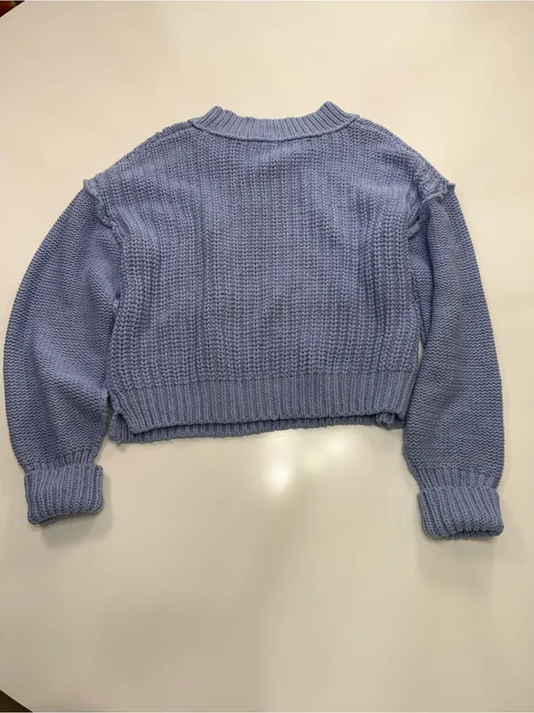 Free People Lavender Blue Cropped Crew Sweater - Image 7
