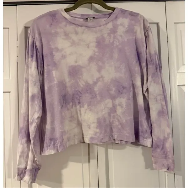 J.crew purple tie dye crewneck long sleeve top M - Image 2