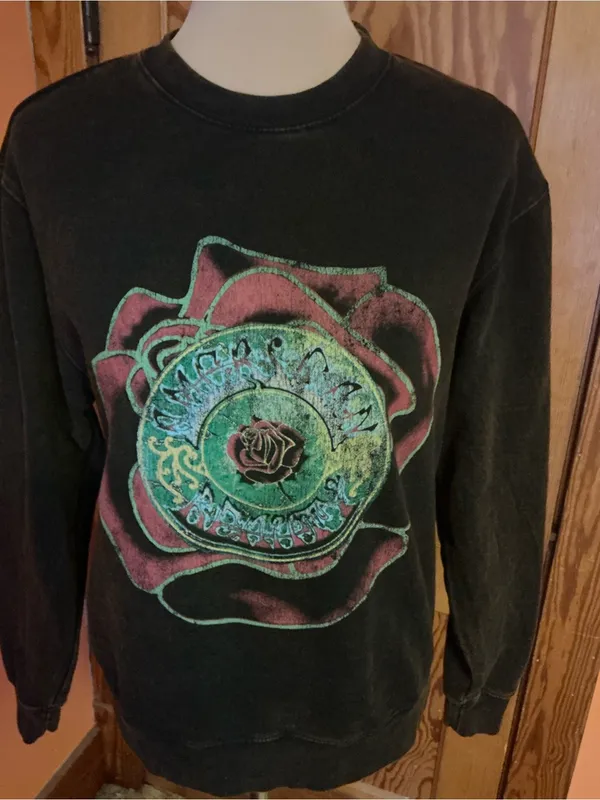 Grateful Dead 50th Anniversary Sweatshirt Rose Steal Your Face Black Small - Image 6