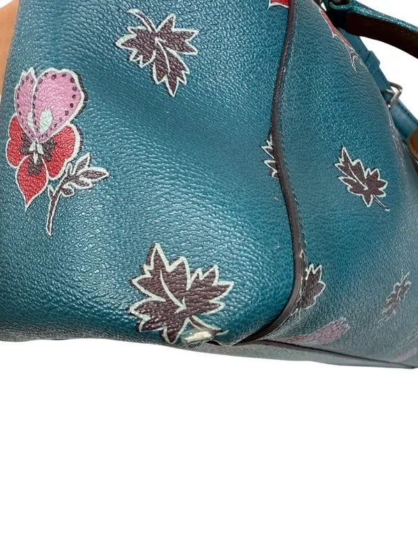 Coach Christie Carryall Dark Teal Wildflower Crossbody Bag Purse - Image 11