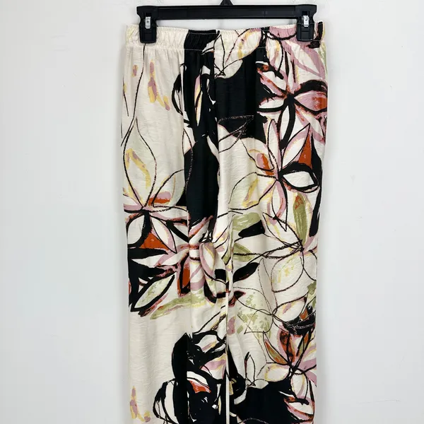 IC Collection Printed Pants Wide Leg Pull On Resort Flower Watercolor Small NWT - Image 8