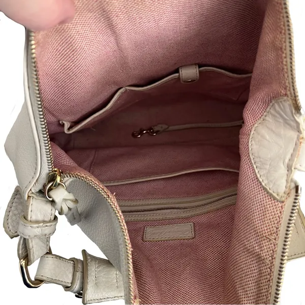 Dooney & Bourke Ivory Pebbled Leather ‘Dillen Large Pocket’ Hobo Shoulder Bag - Image 8
