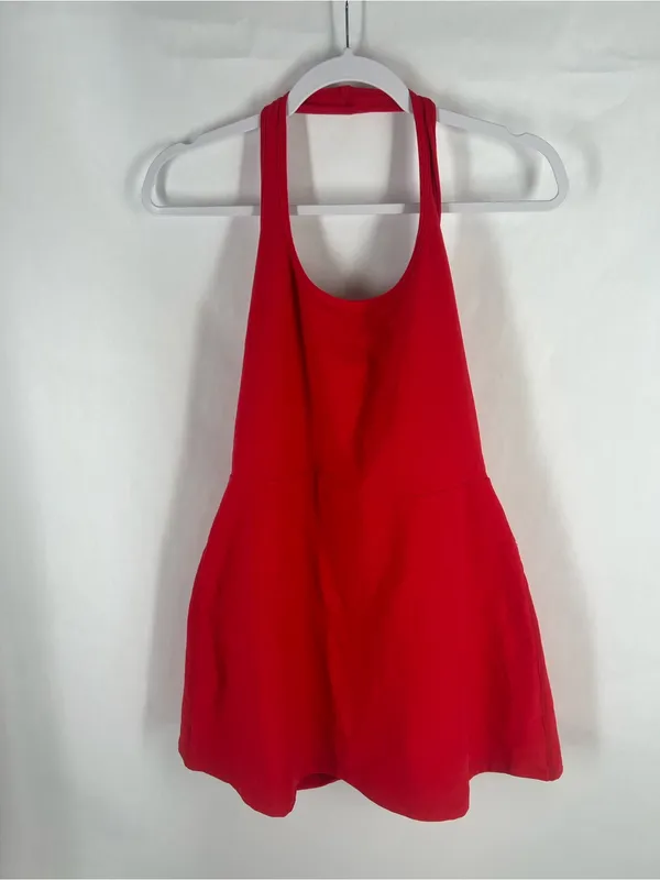 Beyond Yoga Spacedye Prep Halter Dress Candy Apple Red XL Built-In Bodysuit - Image 2