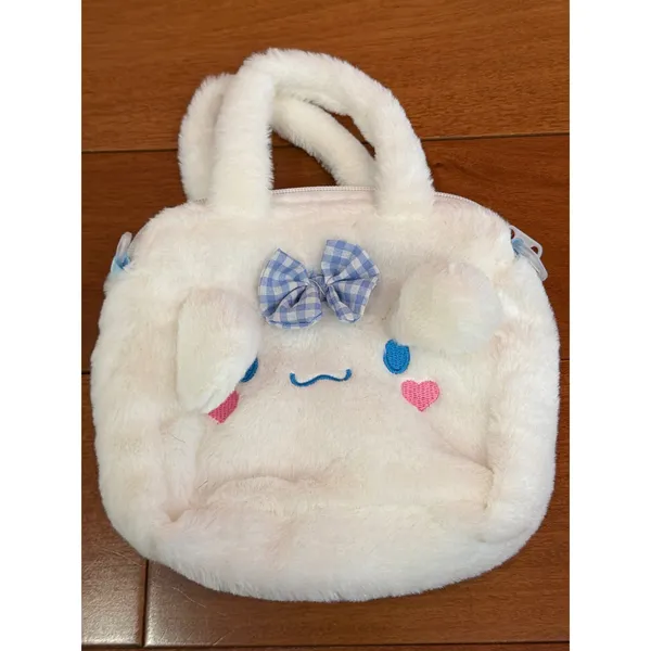 Sanrio Cinnamoroll Crossbody Bag Girls White Faux Fur‎ Plush Handbag Small 8in - Image 2