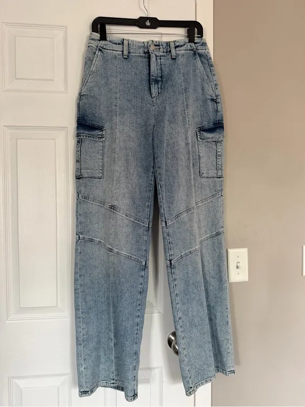 L’agence High Rise Wide Leg Barrel Style Blue Denim Jeans - Image 2