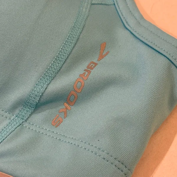 Brooks Sports Bra Women Large Turquoise Blue Running Padded Racerback Gym‎ - Image 3