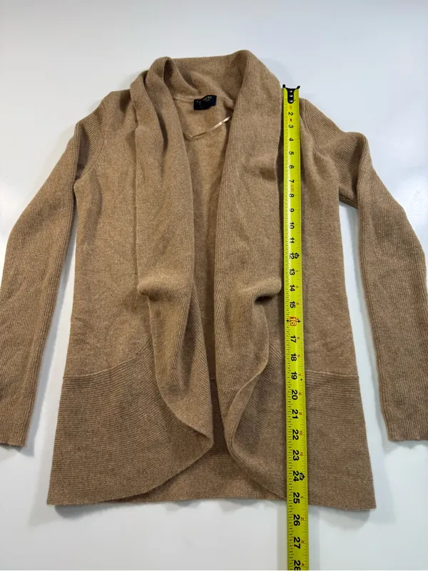 Cashmere Charter Club Relaxed Open-Front Cardigan in Camel Brown - Image 3