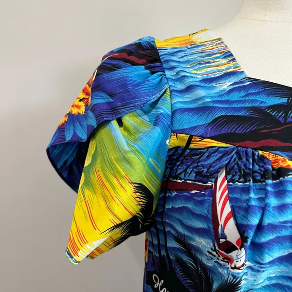 Royal Hawaiian Creations VTG Sunset Island Midi Dress S Tropical Aloha - Image 5