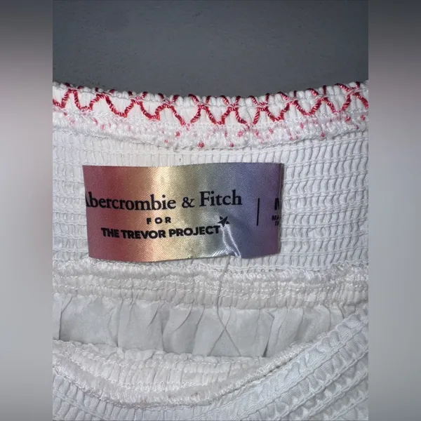 nwt abercrombie and‎ fitch For The Trevor Project White Cotton Maxi Skirt M Tall - Image 4