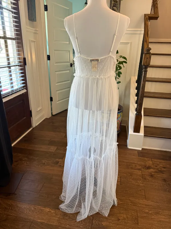 Flying Tomato NWOT Sheer White Maxi Dress with Adjustable Straps - Image 2