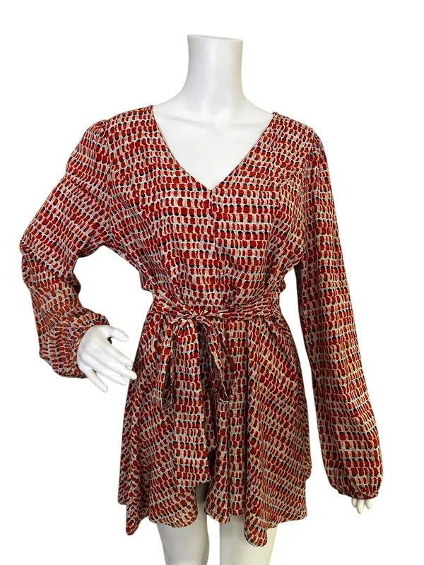 Women’s Altari’d State Patterned V-Neck Tie-Waist Romper - Image 2