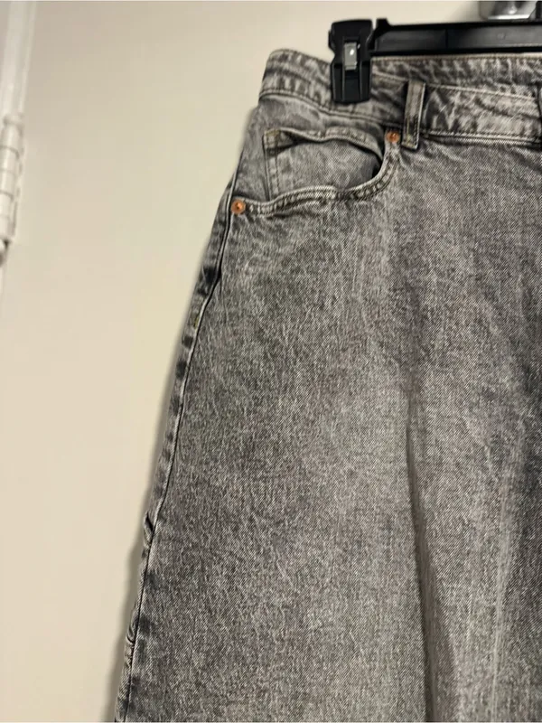 Gray Acid Washed Cargo Extra Wide Leg Baggy Jeans Sz13 Indie Hipster Grunge Y2K. - Image 8