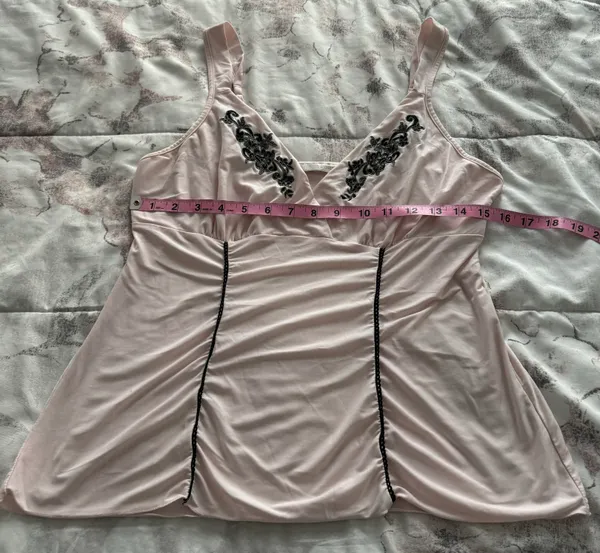 Pink Embroidered Babydoll Boho Pajama Top, size M - Image 6