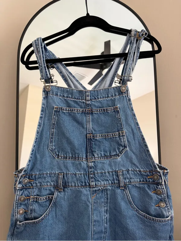 We The Free Blue Denim Short Overalls - Image 2