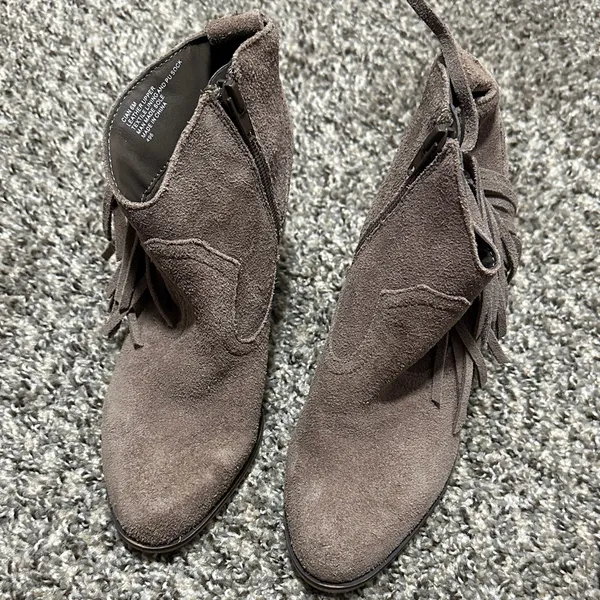 Steve Madden Taupe Suede Cian Fringe Ankle Booties - Image 3