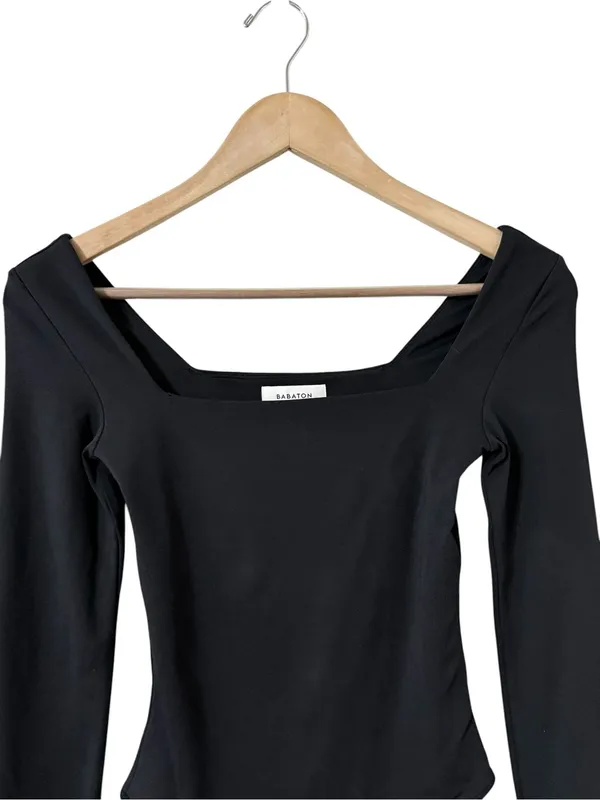 ARITZIA Babaton Black Contour Long-Sleeve Square Neck Bodysuit - Image 6