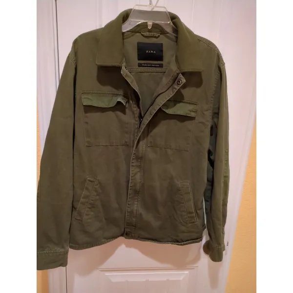 Zara Green Military Style Jacket Size L - Image 5