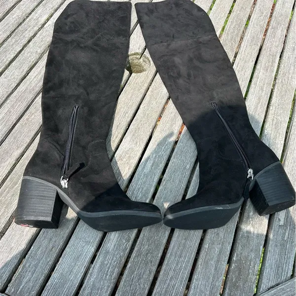 BP Luke Over The Knee Tall Boots Black Faux Suede Women‎ Size 6.5 - Image 4