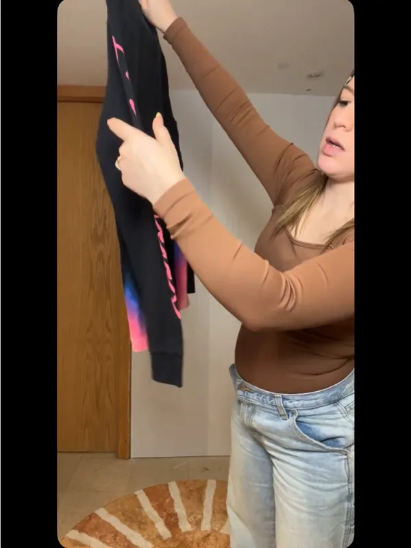 Hollister Black Long Sleeve Tee with Pink & Blue Dip-Dye - Image 6