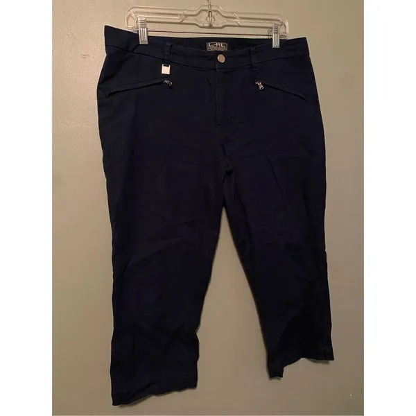 L-RL Ralph Lauren Active Navy Blue Cropped Capri Pants Size 10 - Image 2