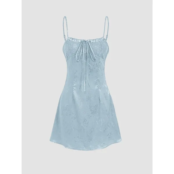 Cider Floral Jacquard‎ Corset Mini Dress in Baby Blue Size Large - Image 8