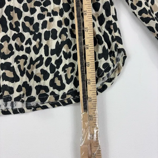 Pilcro Anthropologie Blouse Womens XS Beige Leopard Long Sleeve Ruffle Top - Image 7
