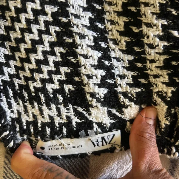 Zara Short pinafore-style dress black and white houndstooth - Image 8