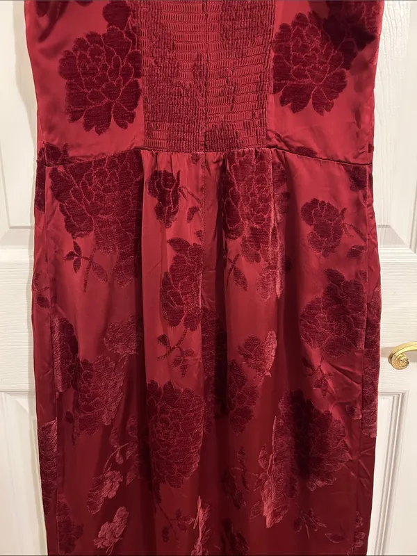 Reformation Frankie Scarlet Slip Maxi Dress Floral Velvet Burnout New Size 10 - Image 12